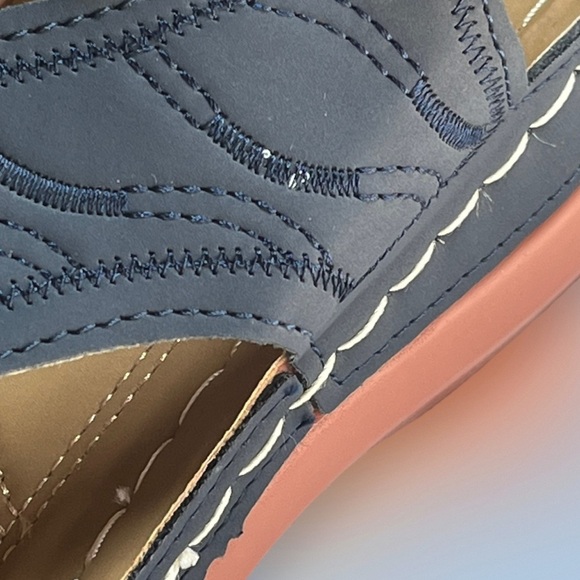 Low Wedge Thong Navy Sandal Sz 39/8.5 - Picture 10 of 13